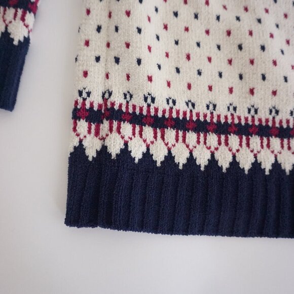 Vintage Tradition White Blue Red Winter Reindeer Snowflake Zip Up Sweater M - Picture 7 of 11